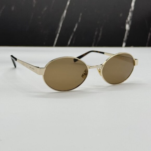 NEW SAINT LAURENT SL692 004 SUNGLASSES WOMEN OVAL GOLD EYEWEAR SL 692 004 - Picture 6 of 13